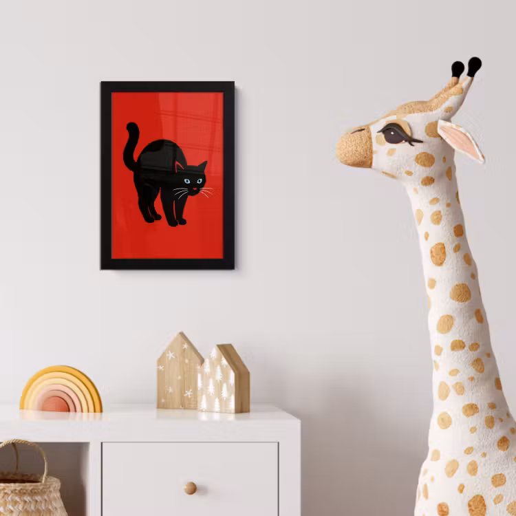 Kat - Zwart - Staart fotolijst zwart zonder passe partout klein -usfeer4_kinderkamer