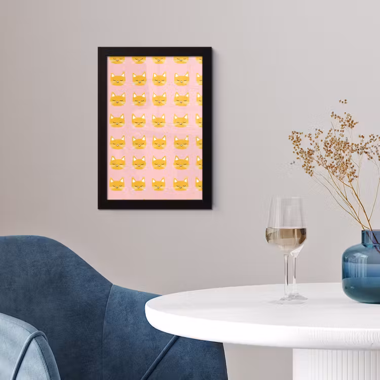 Katten - Patroon - Roze fotolijst zwart zonder passe partout klein 224 -sfeer4