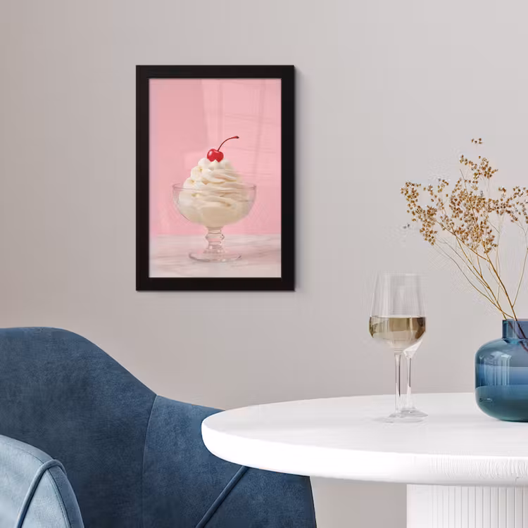 Kers - Slagroom - Roze fotolijst zwart zonder passe partout klein -sfeer4