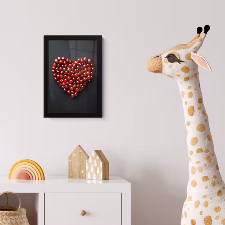 Kersen - Hart - Rood - Zwart fotolijst zwart zonder passe partout klein -usfeer4_kinderkamer