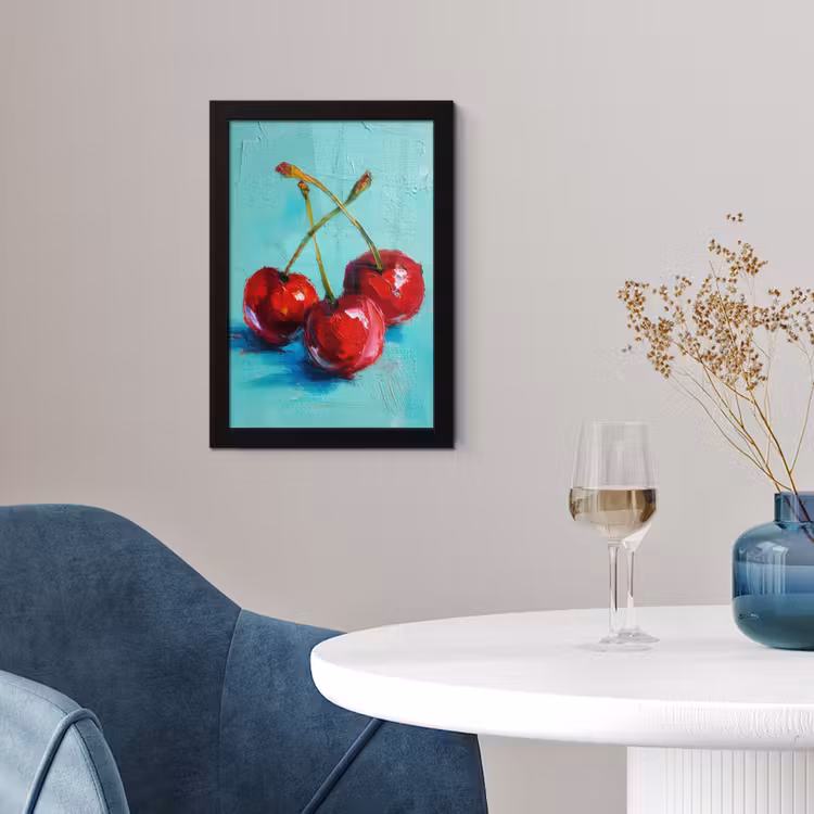 Kersen - Rood - Drie - Geverfd fotolijst zwart zonder passe partout klein -sfeer4