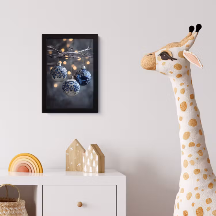 Kerstbal - Versierd - Blauw fotolijst zwart zonder passe partout klein -usfeer4_kinderkamer
