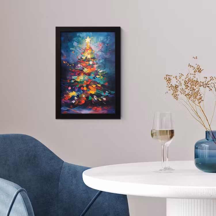 Kerstboom - Kerst - Abstract - Kleurrijk fotolijst zwart zonder passe partout klein -sfeer4