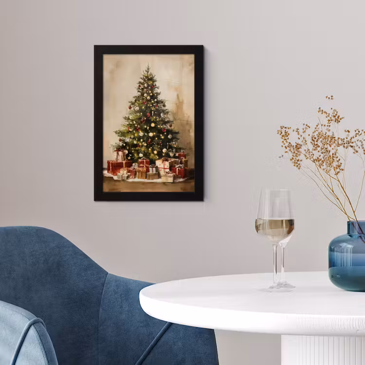 Kerstboom - Versierd - Kleurrijk fotolijst zwart zonder passe partout klein -sfeer4