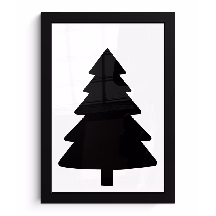 Kerstboom - Zwart - Kerstmis - Feest fotolijst zwart zonder passe partout klein -3d
