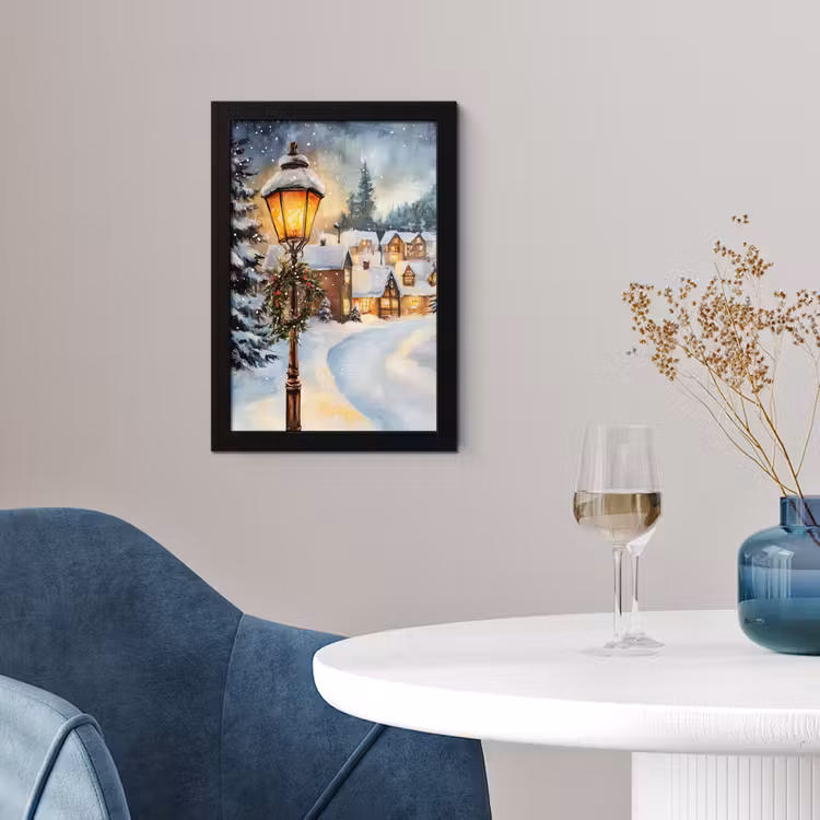Kerstdorp - Huizen - Sneeuw - Kerst fotolijst zwart zonder passe partout klein -sfeer4