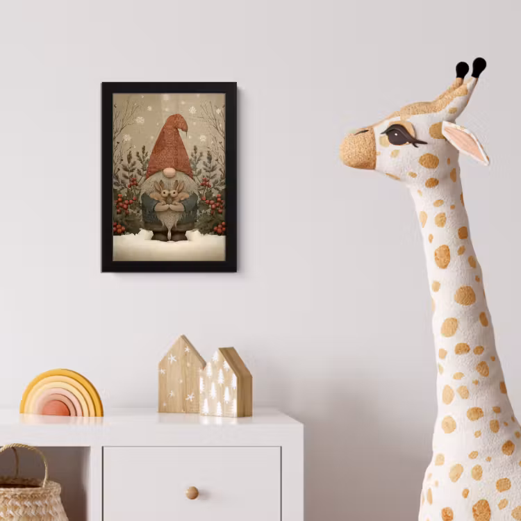 Kerstgnome - Konijntjes - Kleurrijk fotolijst zwart zonder passe partout klein -usfeer4_kinderkamer