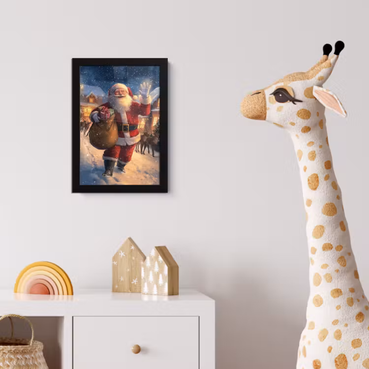 Kerstman - Dorp - Hert - Donker fotolijst zwart zonder passe partout klein -usfeer4_kinderkamer