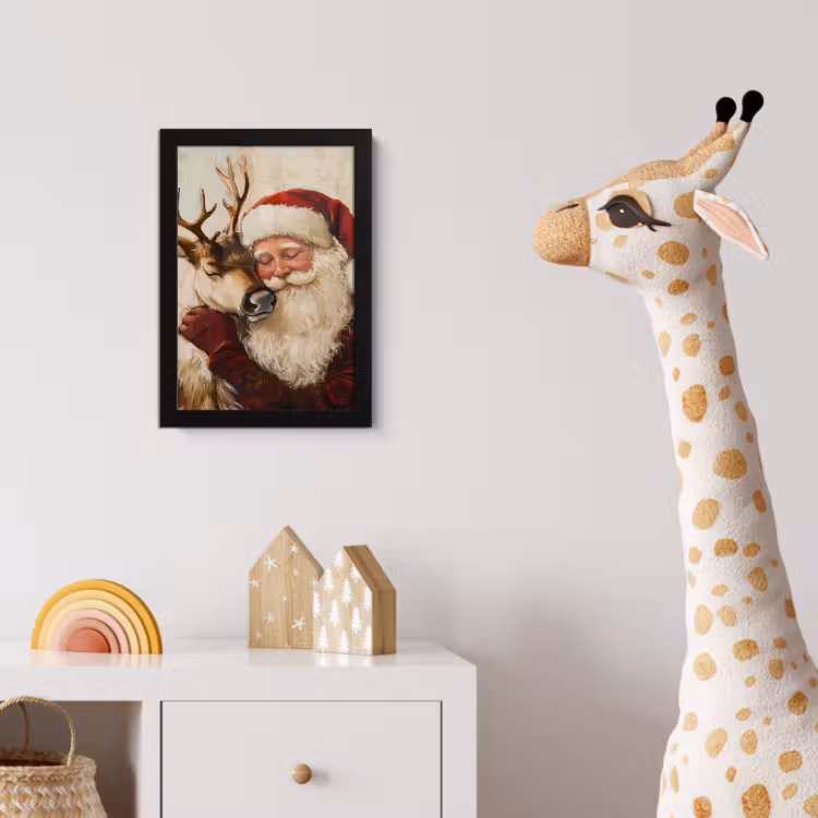 Kerstman - Rendier - Kerst - Christmas fotolijst zwart zonder passe partout klein -usfeer4_kinderkamer