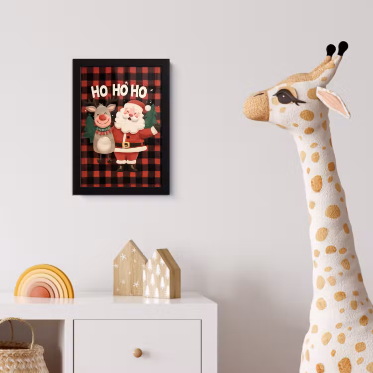 Kerstman - Rendier - Tekst - Rood - Zwart fotolijst zwart zonder passe partout klein -usfeer4_kinderkamer