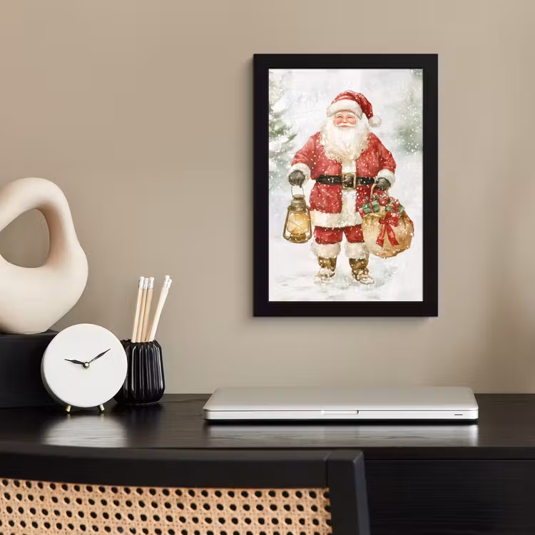 Kerstman- Winter - Sneeuw - Wit - Rood fotolijst zwart zonder passe partout klein -sfeer1
