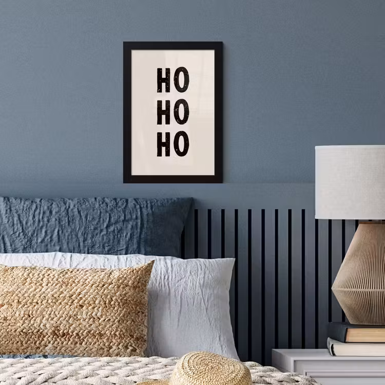 Kerstmis - Ho ho ho - Spreuken - Beige - Kerstman fotolijst zwart zonder passe partout klein -sfeer3