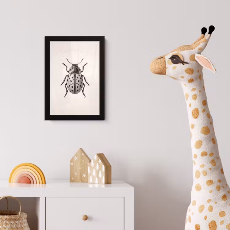 Kever - Insect - Vintage fotolijst zwart zonder passe partout klein -usfeer4_kinderkamer