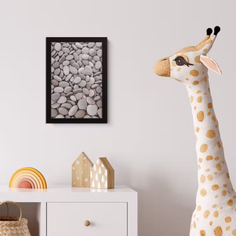 Kiezels - Stenen - Grijs fotolijst zwart zonder passe partout klein -usfeer4_kinderkamer