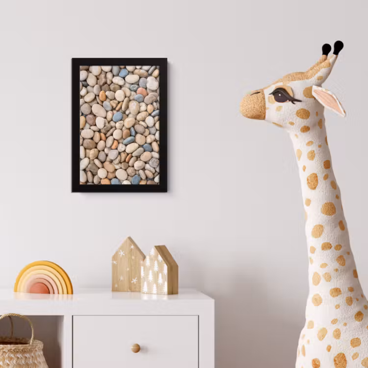 Kiezelstenen - Natuur - Textuur - Beige - Grijs fotolijst zwart zonder passe partout klein -usfeer4_kinderkamer