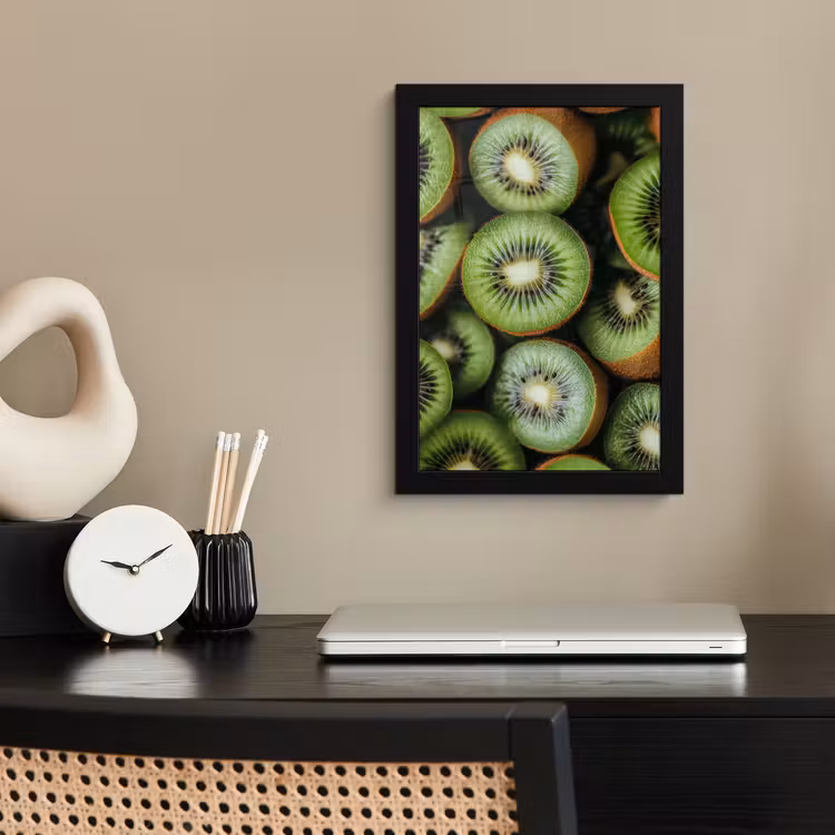 Kiwi - Fruit - Groen fotolijst zwart zonder passe partout klein -sfeer1