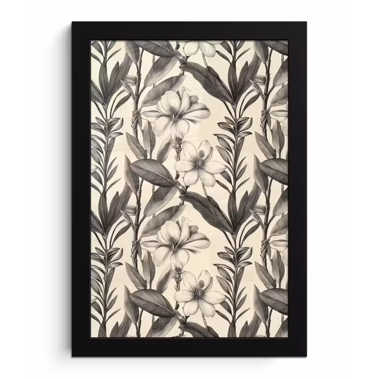 Klassiek - Botanisch - Zwart - Beige fotolijst zwart zonder passe partout klein 224 -3d