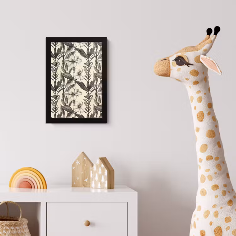 Klassiek - Botanisch - Zwart - Beige fotolijst zwart zonder passe partout klein 224 -usfeer4_kinderkamer