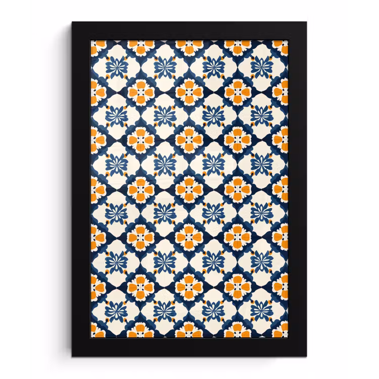 Klassiek - Geometrisch - Blauw fotolijst zwart zonder passe partout klein 224 -3d
