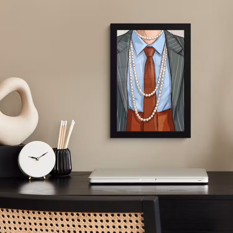 Kleding - Strik - Parels - Klassiek - Mode fotolijst zwart zonder passe partout klein -sfeer1