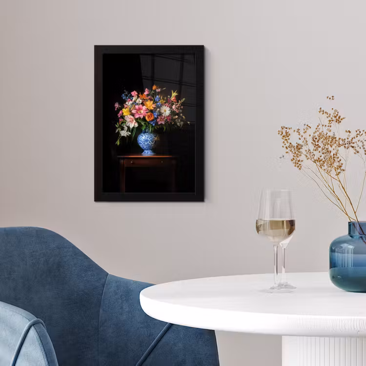 Kleur - Vaas - Bloemen - Boeket fotolijst zwart zonder passe partout klein -sfeer4