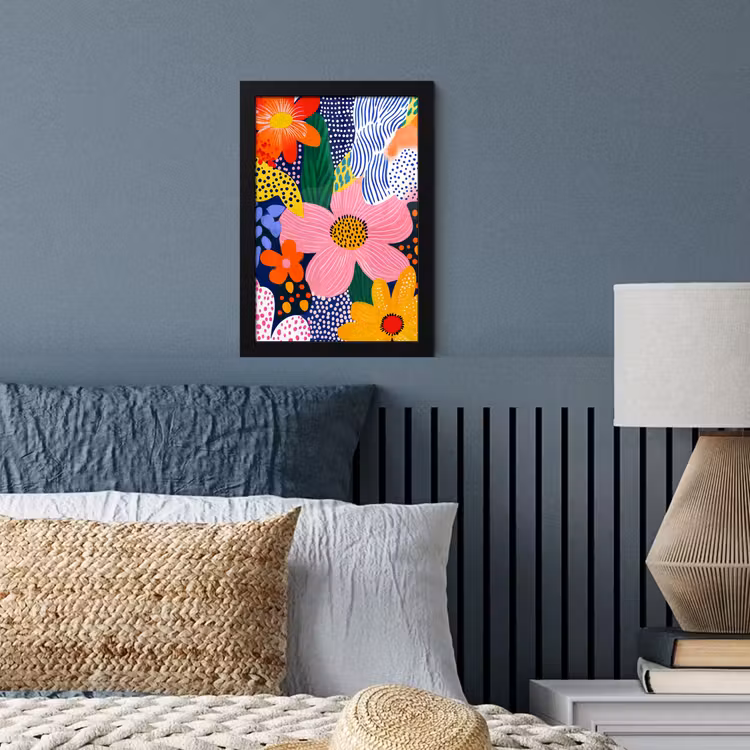 Kleurrijk - Bloemen - Abstract - Stippen fotolijst zwart zonder passe partout klein -sfeer3