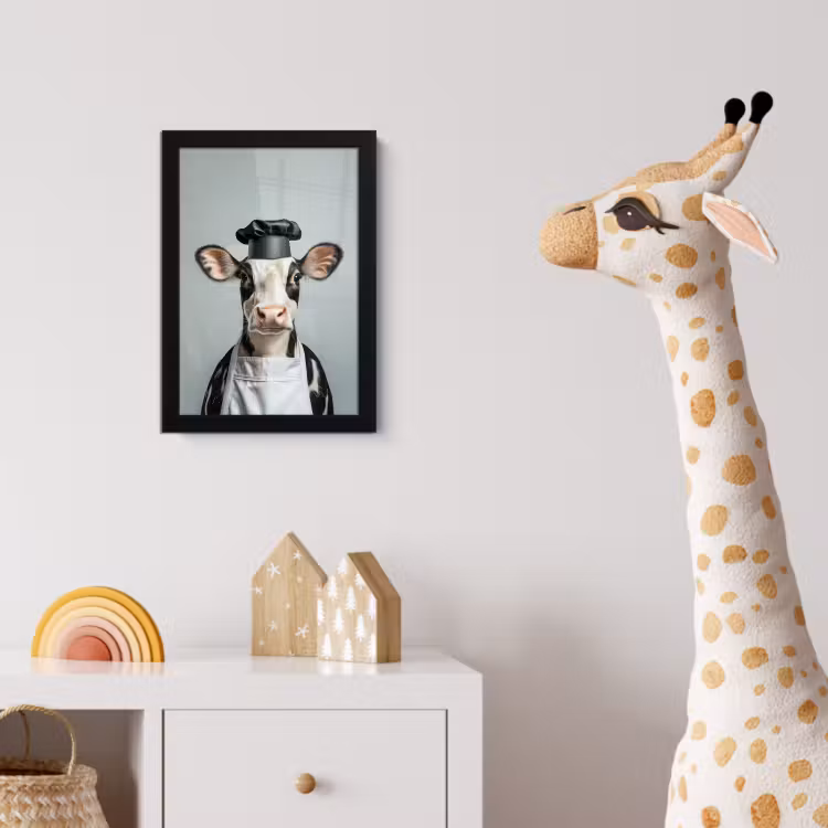 Koe - Zwart - Wit - Kok fotolijst zwart zonder passe partout klein -usfeer4_kinderkamer