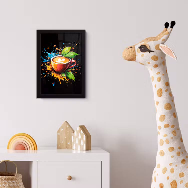 Koffie - Graffiti - Drinken - Abstract fotolijst zwart zonder passe partout klein -usfeer4_kinderkamer