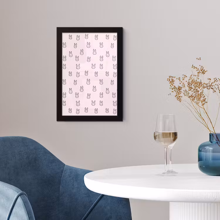 Konijnen - Minimalistisch - Roze fotolijst zwart zonder passe partout klein 224 -sfeer4