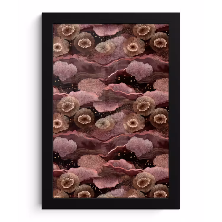 Koraal - Organisch - Roze fotolijst zwart zonder passe partout klein 224 -3d