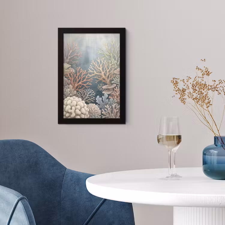 Koraal - Zeeleven - Onderwater - Illustratie - Natuur fotolijst zwart zonder passe partout klein -sfeer4