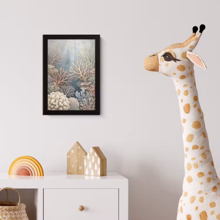 Koraal - Zeeleven - Onderwater - Illustratie - Natuur fotolijst zwart zonder passe partout klein -usfeer4_kinderkamer