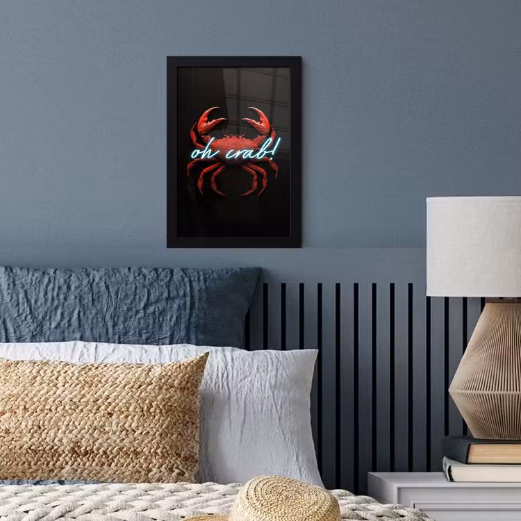 Krab - Rood - Neon - Quote fotolijst zwart zonder passe partout klein -sfeer3