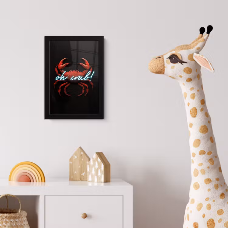 Krab - Rood - Neon - Quote fotolijst zwart zonder passe partout klein -usfeer4_kinderkamer