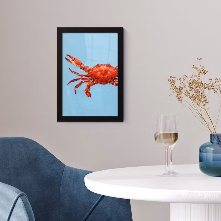 Krab - Zee - Dieren - Abstract - Rood fotolijst zwart zonder passe partout klein -sfeer4