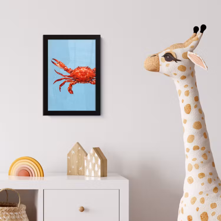 Krab - Zee - Dieren - Abstract - Rood fotolijst zwart zonder passe partout klein -usfeer4_kinderkamer