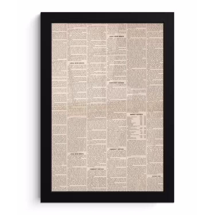 Krant - Nieuws - Historisch - Vintage - Beige fotolijst zwart zonder passe partout klein -3d