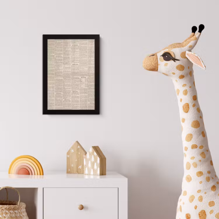 Krant - Nieuws - Historisch - Vintage - Beige fotolijst zwart zonder passe partout klein -usfeer4_kinderkamer