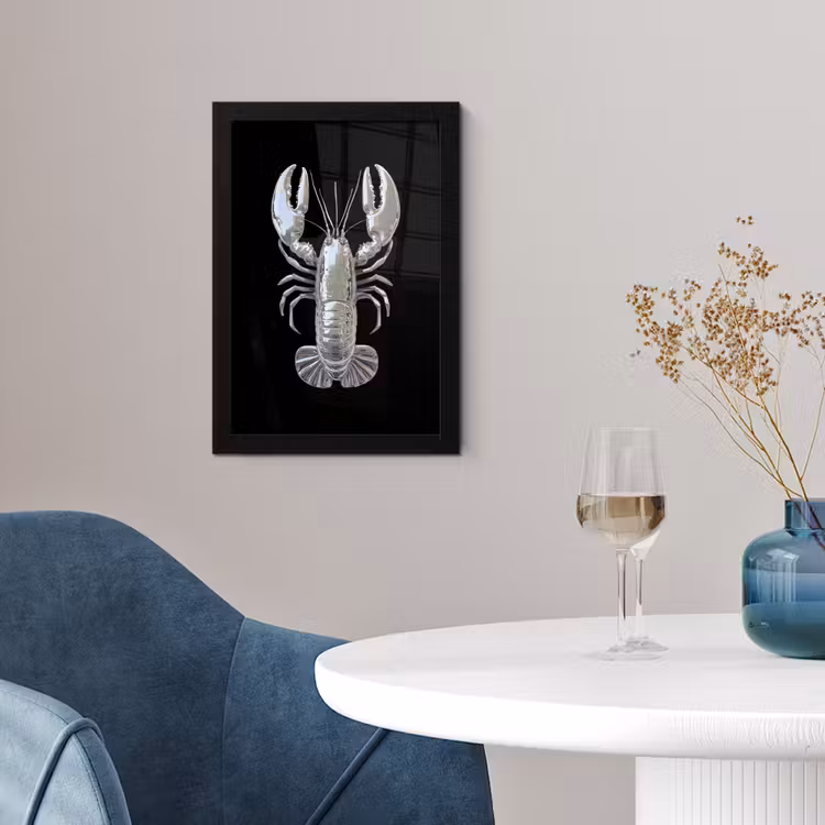 Kreeft - Zilver - Metallic - Luxe fotolijst zwart zonder passe partout klein -sfeer4