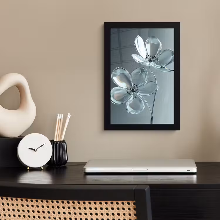 Kristal - Bloemen - Grijs fotolijst zwart zonder passe partout klein -sfeer1