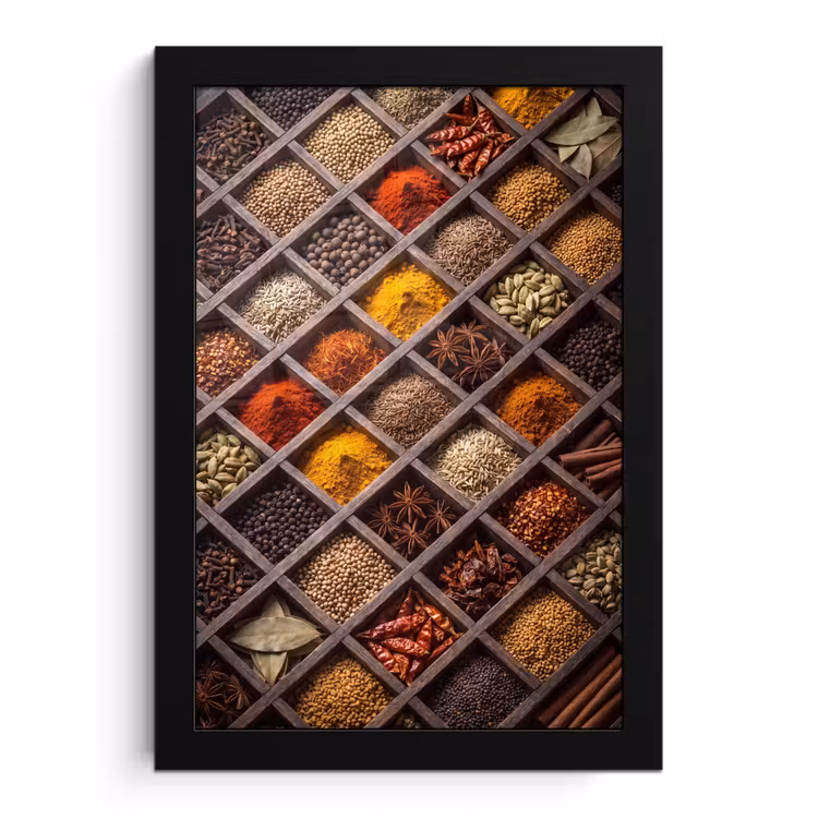 Poster met lijst - Kruiden - Houten - Eten - Kruiden - Houten - Eten fotolijst zwart zonder passe partout klein