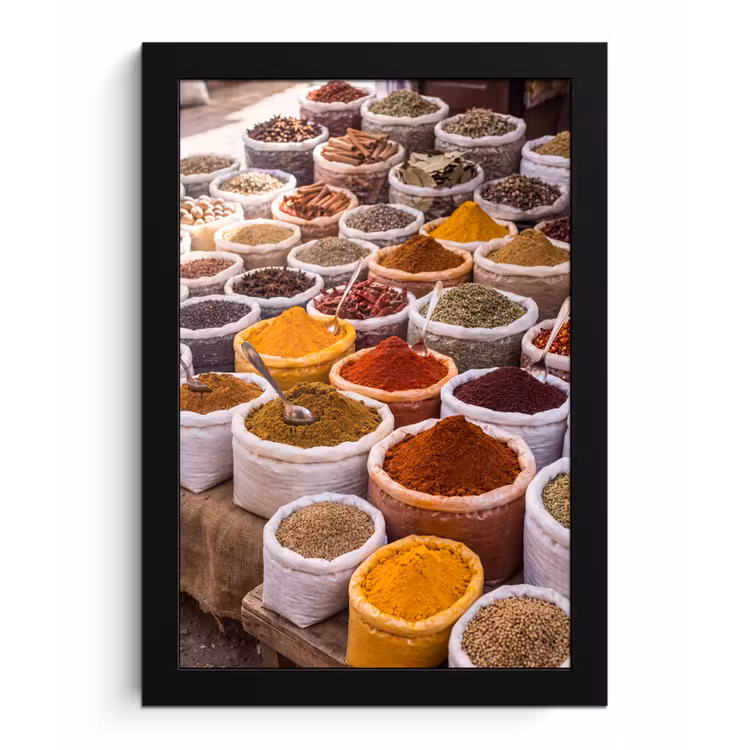 Poster met lijst - Kruiden - Markt - Eten - Kruiden - Markt - Eten fotolijst zwart zonder passe partout klein