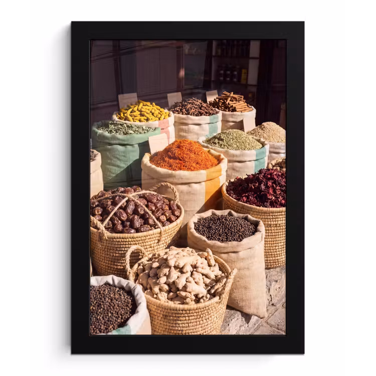 Poster met lijst - Kruiden - Markt - Kleurrijk - Kruiden - Markt - Kleurrijk fotolijst zwart zonder passe partout klein