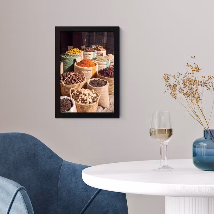 Poster met lijst - Kruiden - Markt - Kleurrijk - Kruiden - Markt - Kleurrijk fotolijst zwart zonder passe partout klein