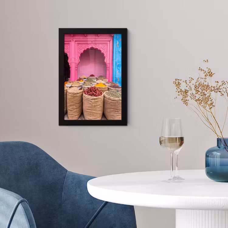 Poster met lijst - Kruiden - Markt - Roze - Kruiden - Markt - Roze fotolijst zwart zonder passe partout klein