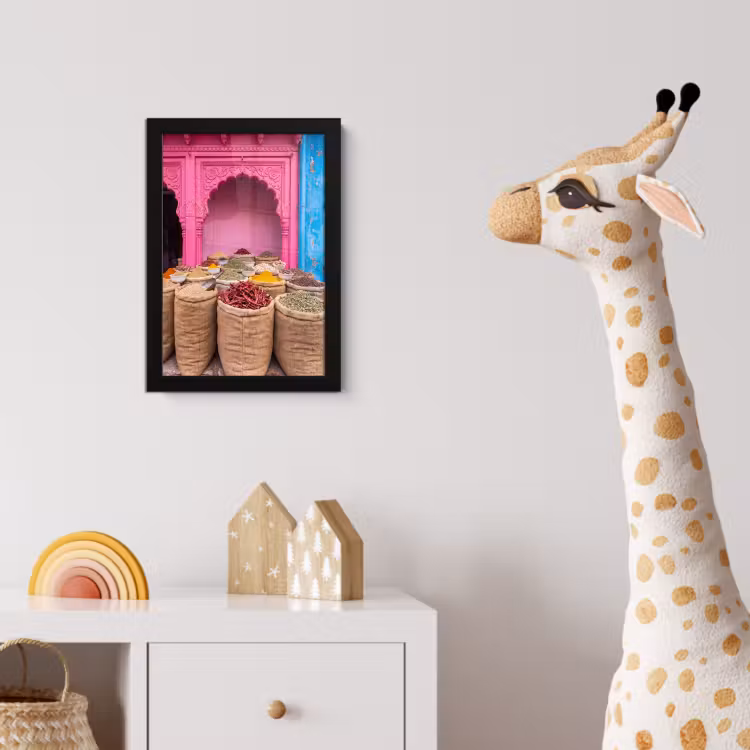 Poster met lijst - Kruiden - Markt - Roze - Kruiden - Markt - Roze fotolijst zwart zonder passe partout klein