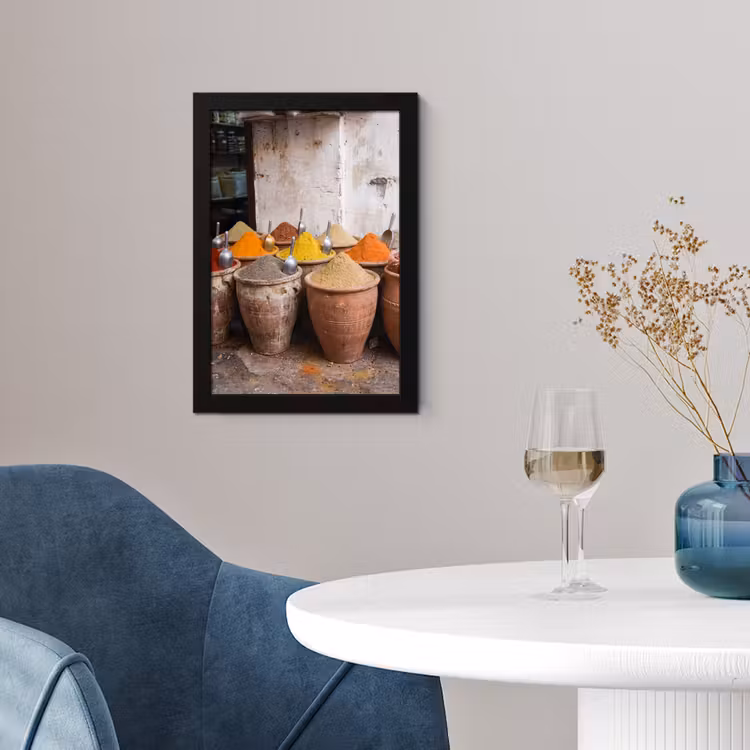 Poster met lijst - Kruiden - Potten - Oosters - Kruiden - Potten - Oosters fotolijst zwart zonder passe partout klein