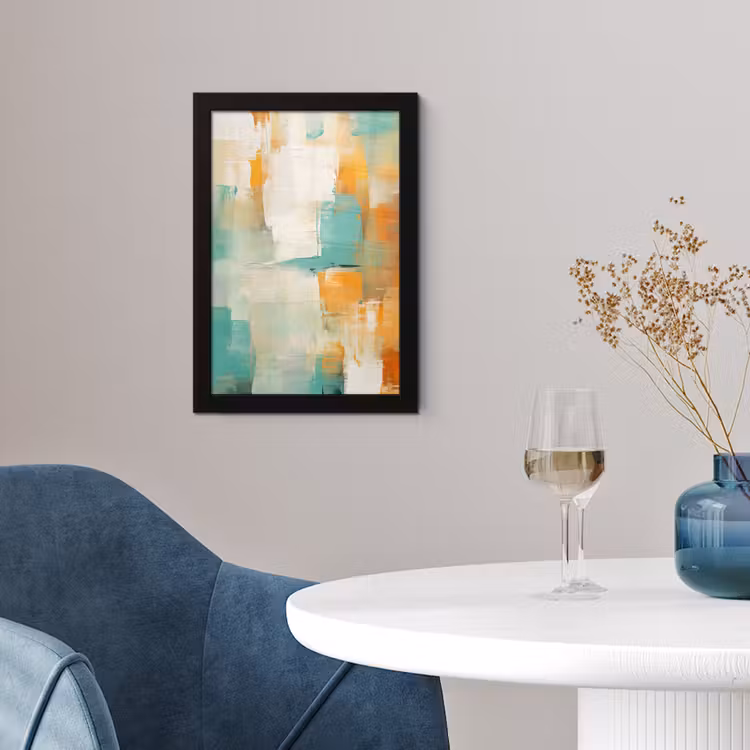 Kunst - Abstract - Blauw - Wit fotolijst zwart zonder passe partout klein -sfeer4