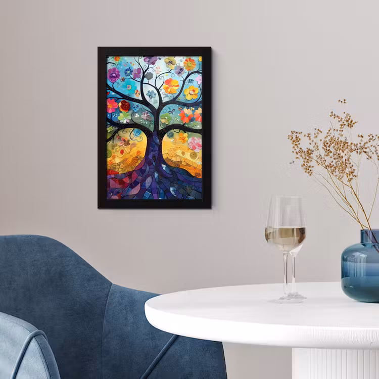Kunst - Levensboom - Bloemen - Hippie fotolijst zwart zonder passe partout klein -sfeer4