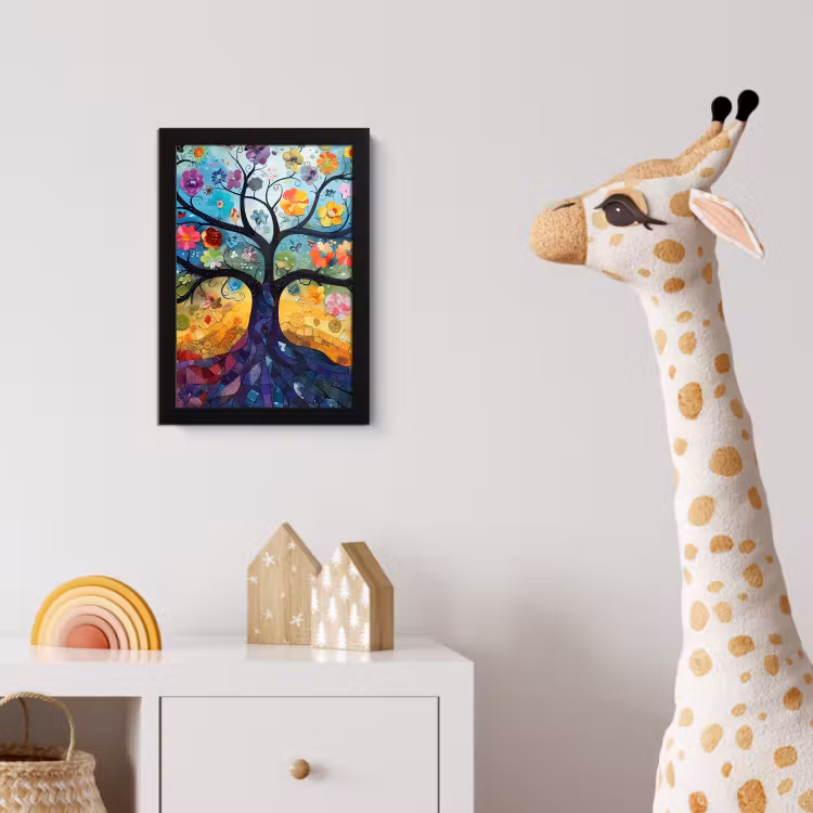 Kunst - Levensboom - Bloemen - Hippie fotolijst zwart zonder passe partout klein -usfeer4_kinderkamer